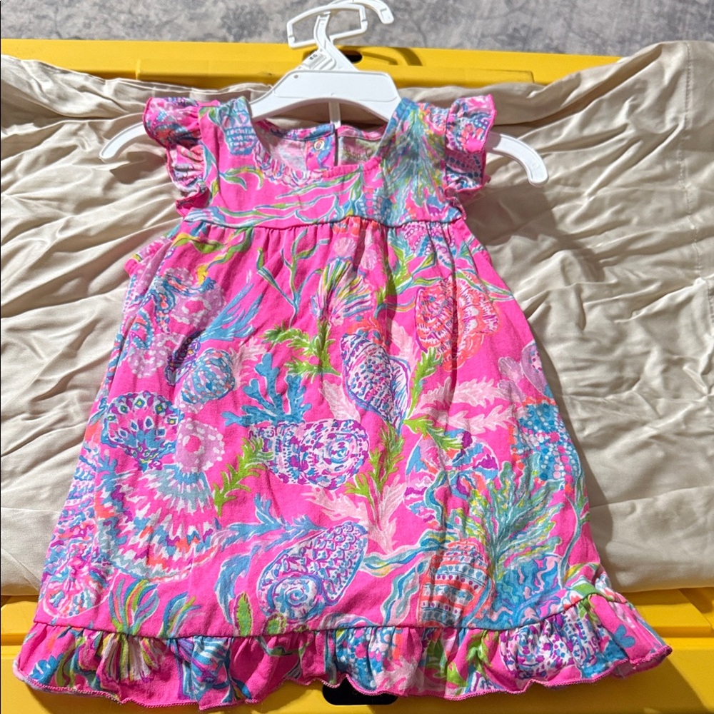 Lilly Pulitzer Vibrant Pink Dress with Blue Accents